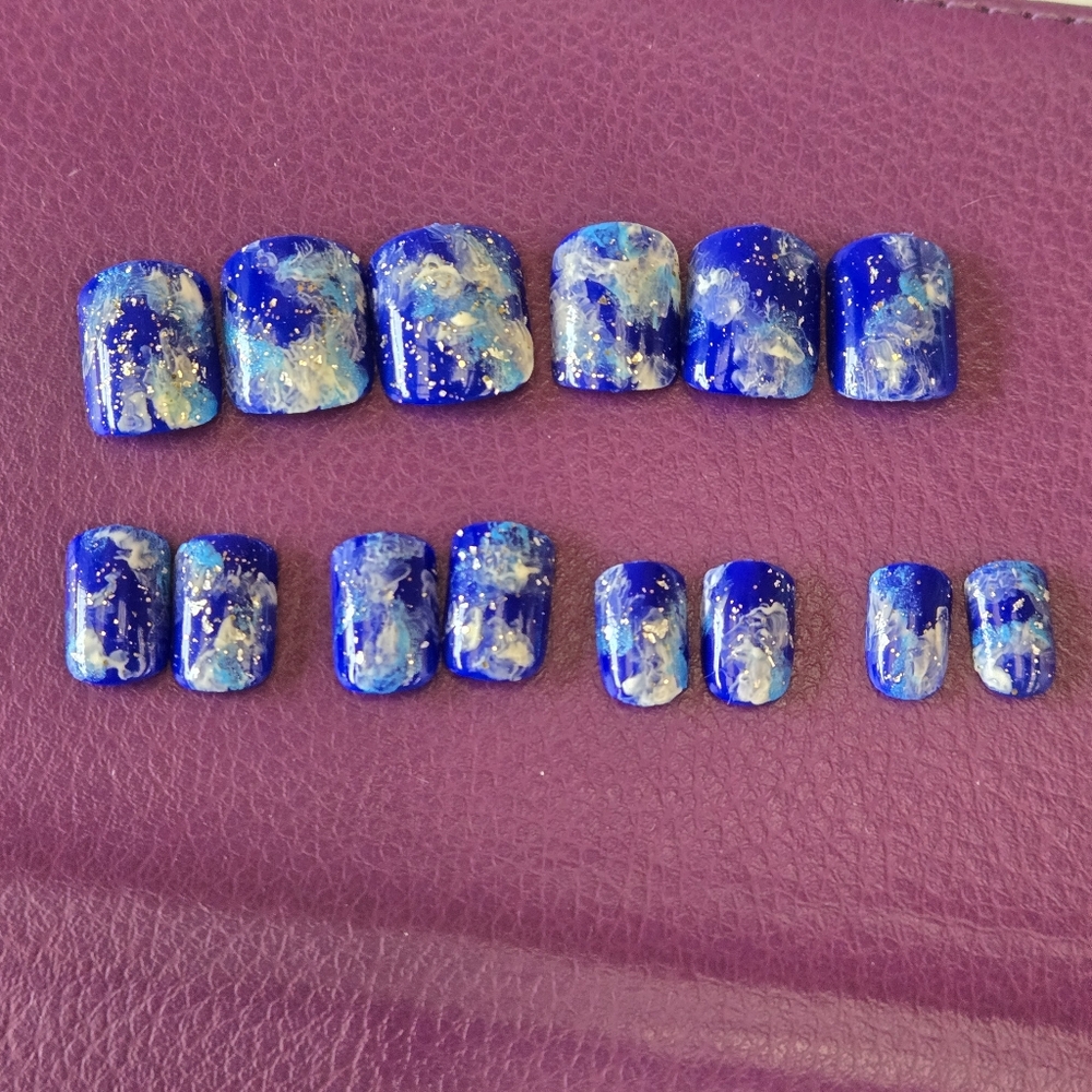 Blue Galaxy Nail Set
